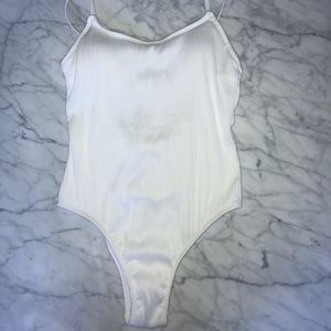 White, ribbed one piece swimsuit